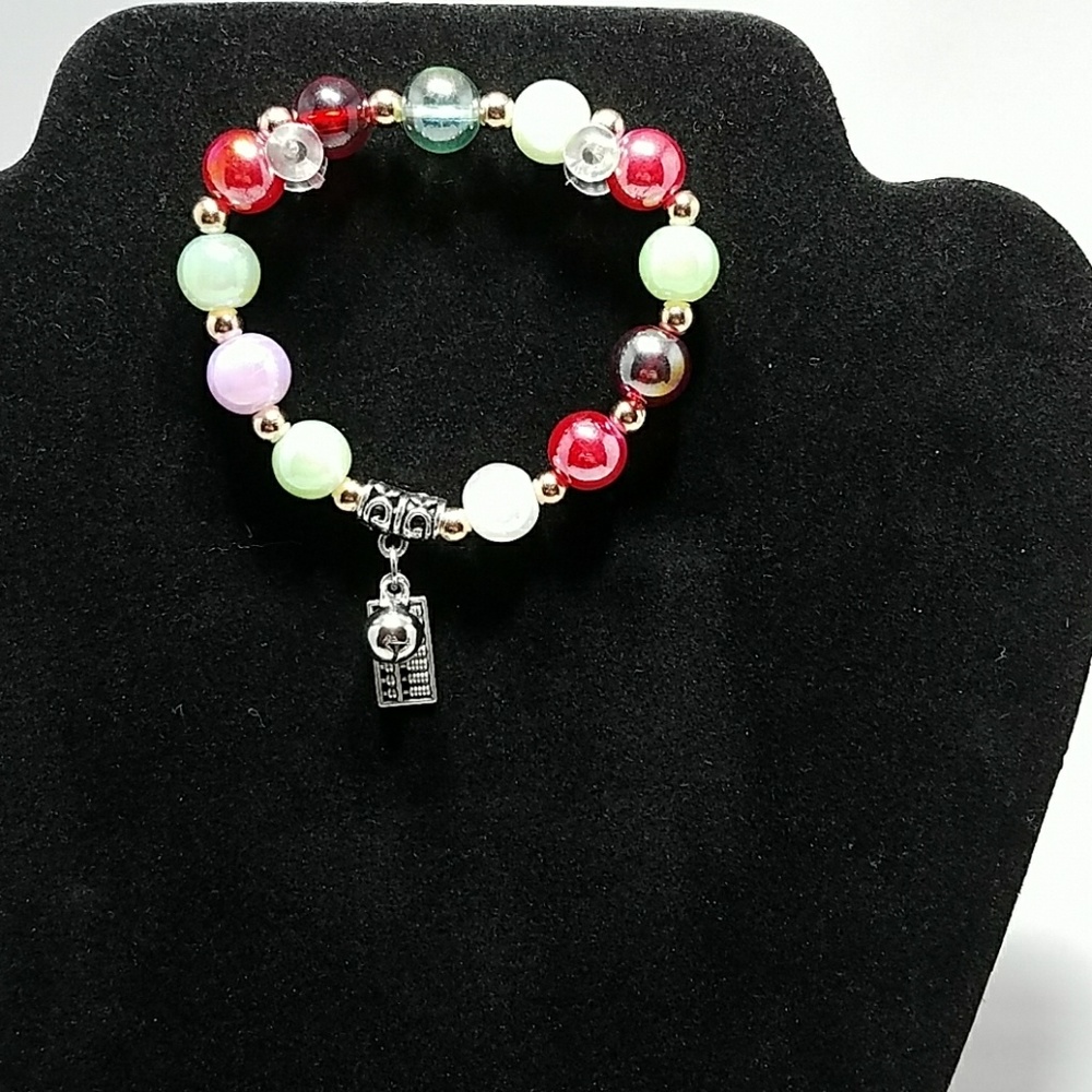 Fashion/handmade multicolor glass elastic bracelet